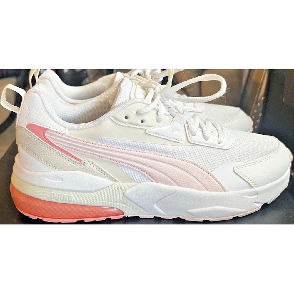 PUMA Vis2k Lace Up  Women's Size 11 White/Pink Sneakers Casual Shoes 395481-05